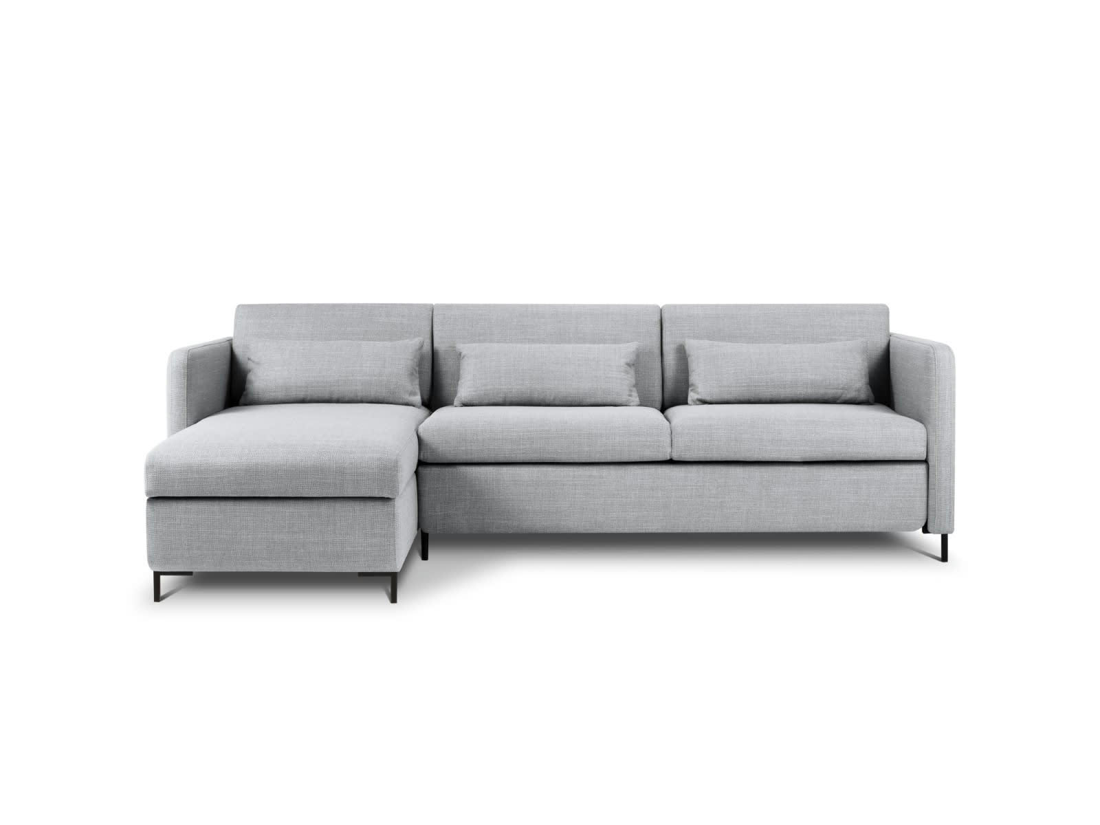 YANIS - Canapé D'Angle Gauche Conv. Coffre 4 places Tissu Struct. Gris Clair