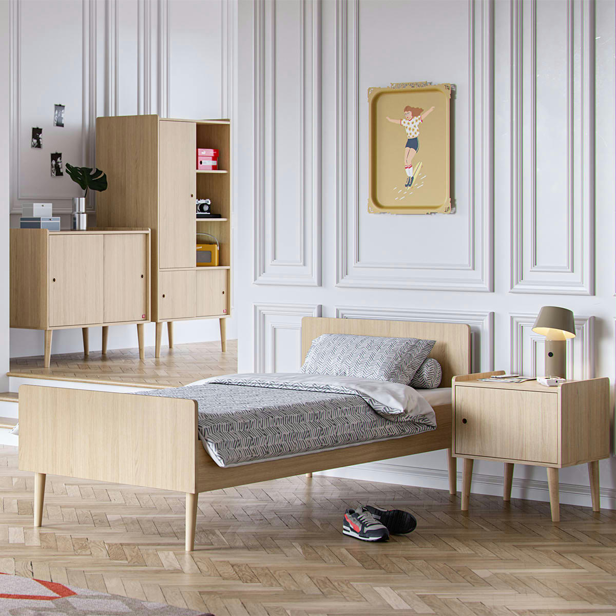 RETRO - Table de chevet 1 porte naturel