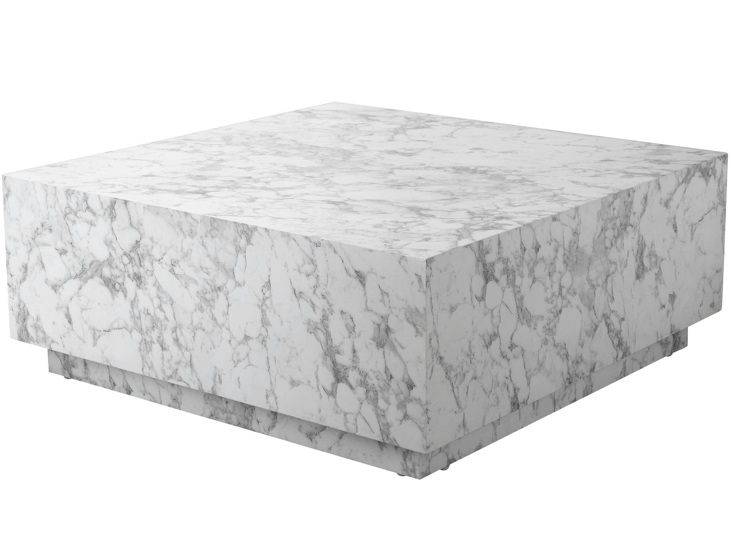 VITO - Table d'appoint en marbre blanc gris MDF