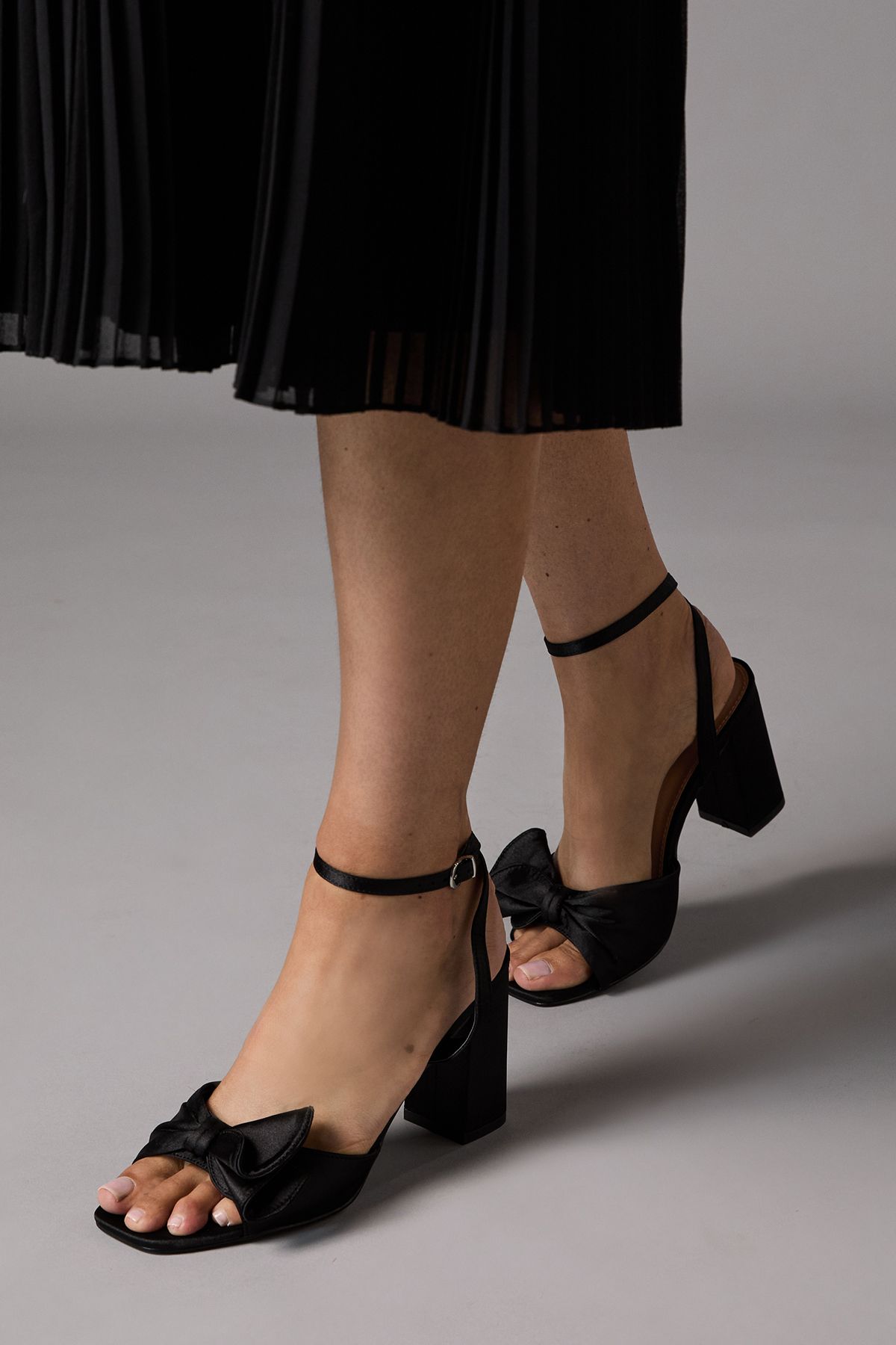 Coast Tina Satin Soft Ruffle High Block Heel Sandals
