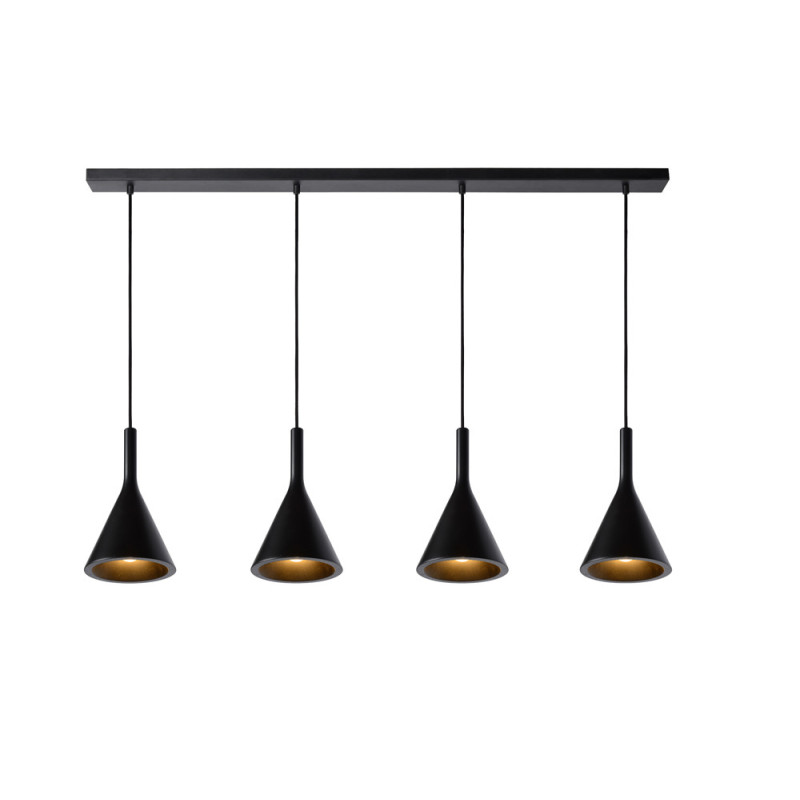 Suspension Gipsy noire E27 4 x 25 W LUCIDE