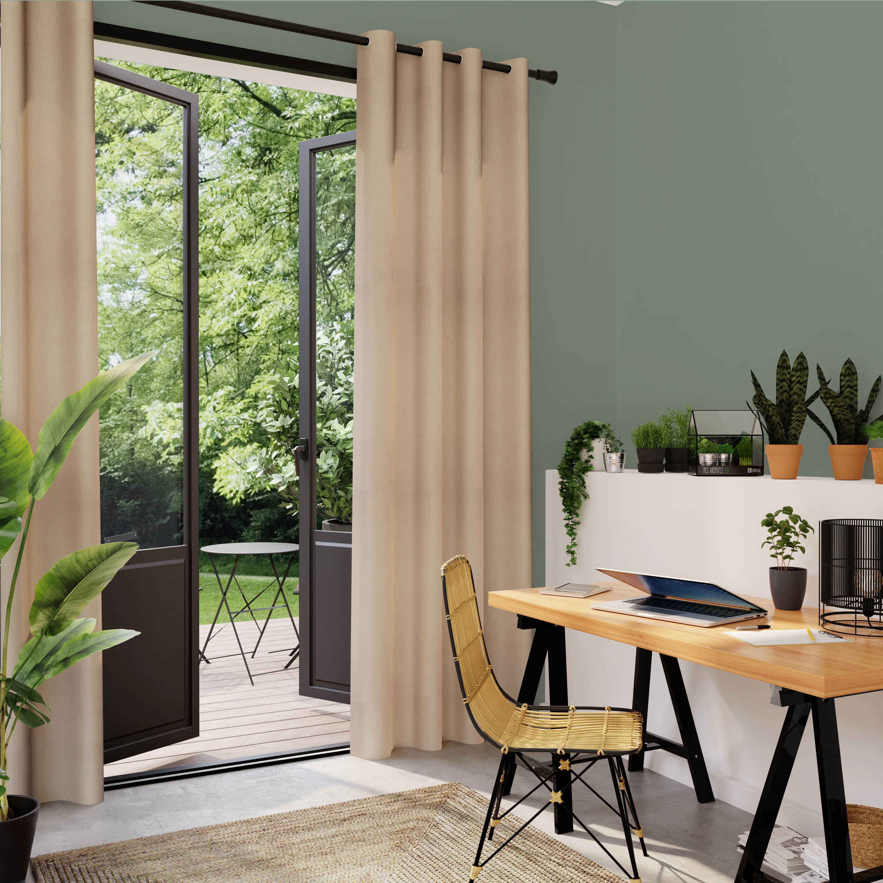 Rideau BRUSH coloris beige 135 x 240 cm