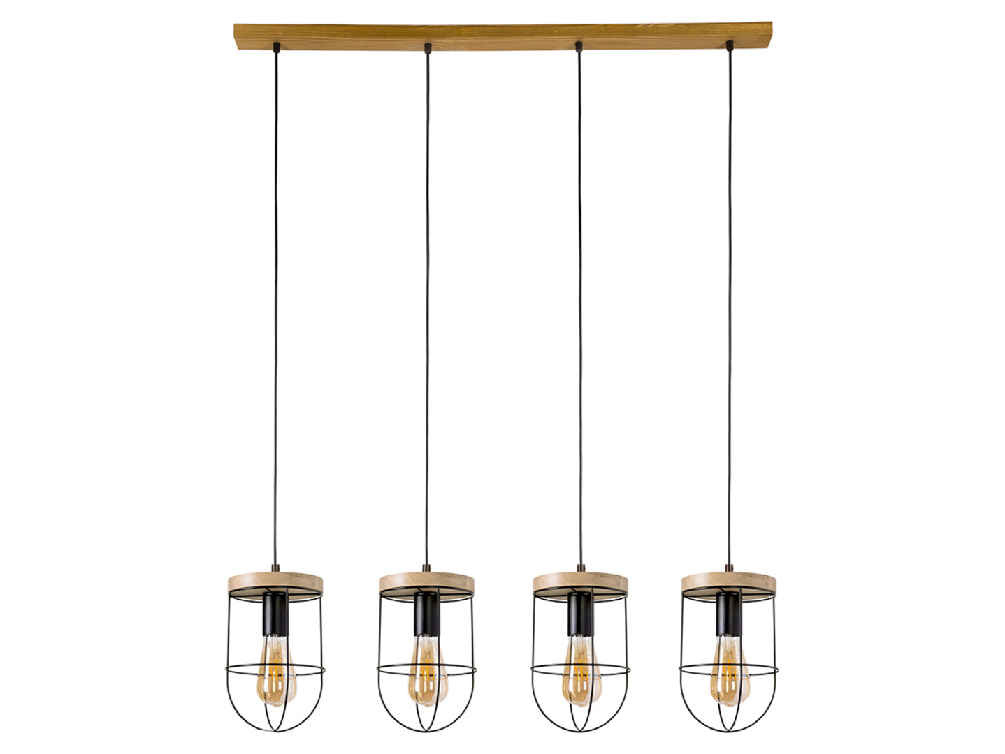 Lampa wisząca Netuno 4-punktowa drewniana brązowa