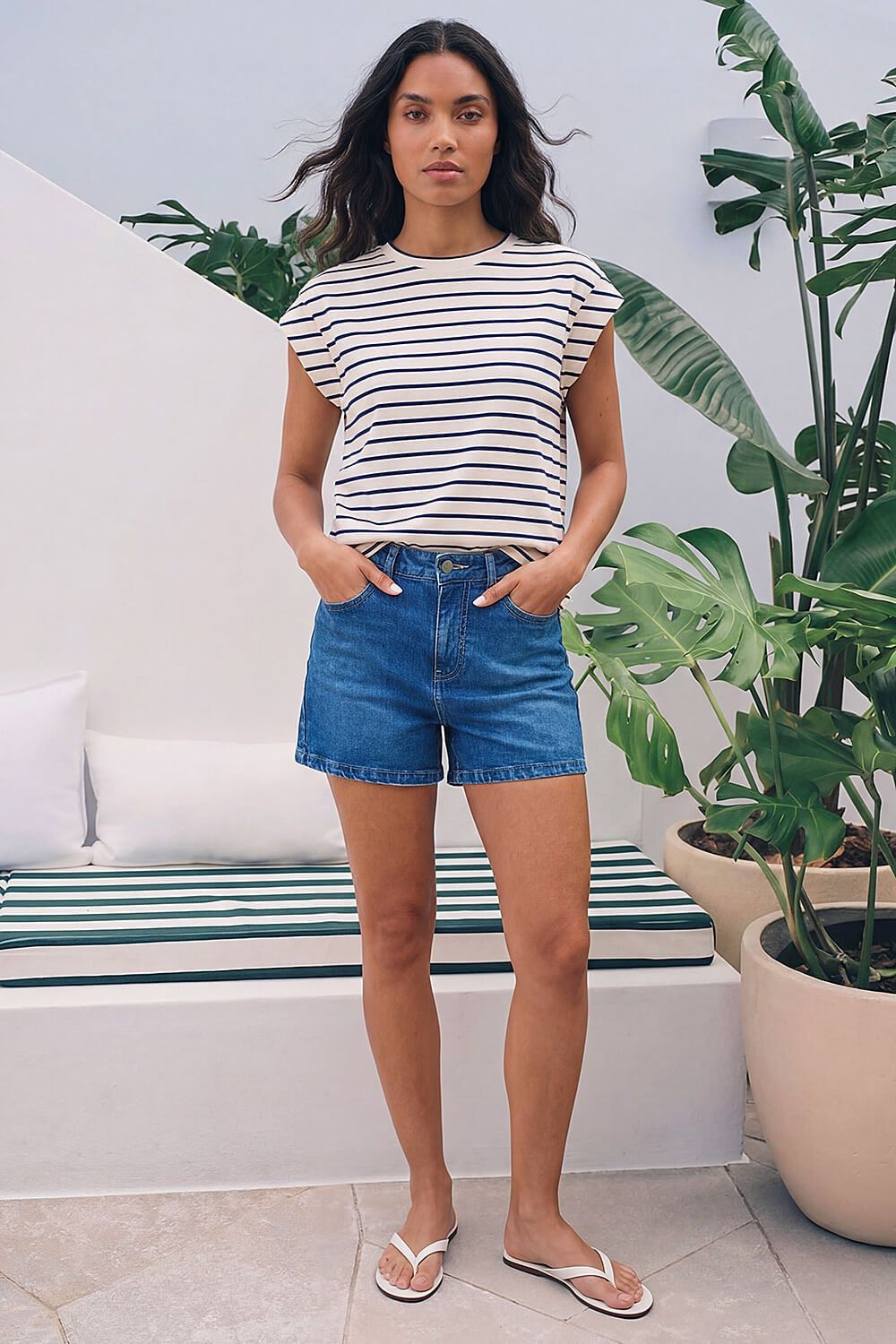 Roman Soft Touch Stripe Stretch Top
