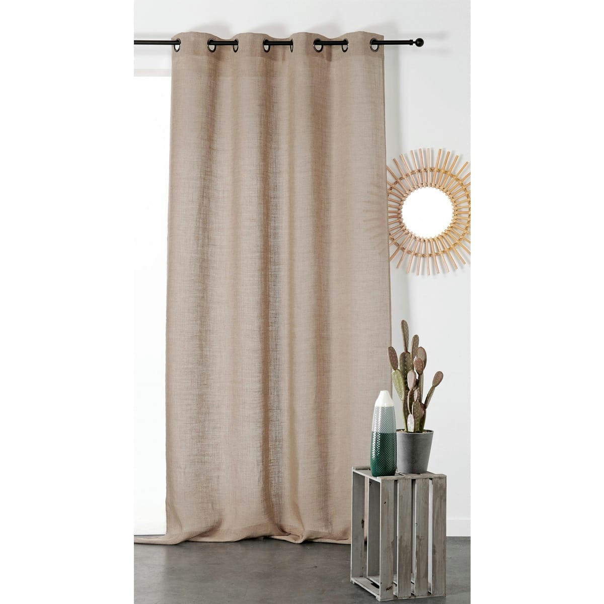 - Rideau tamisant et naturel en 100% lin naturel 145x260 cm