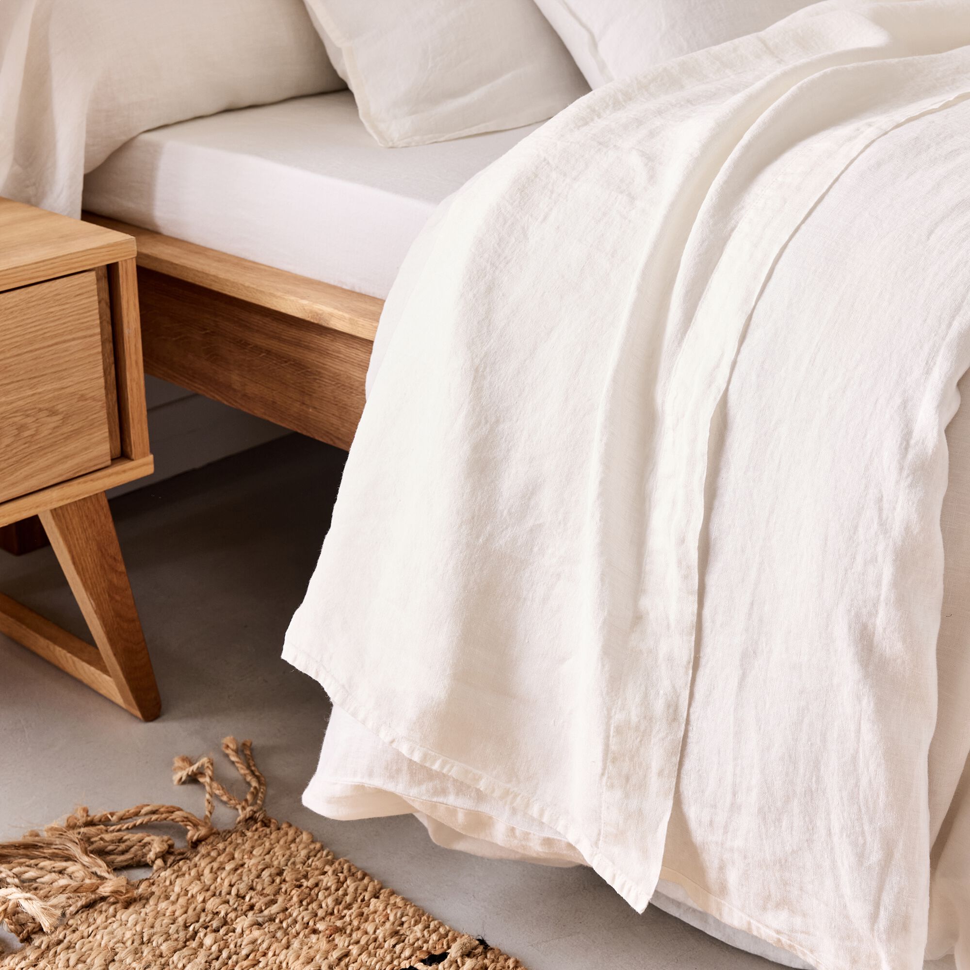 VENCE - Drap plat en lin lavé 270x300cm - blanc capelan