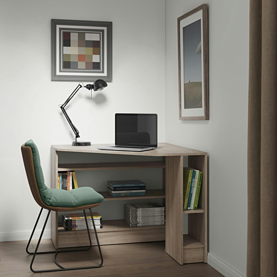 PLAN - Bureau effet bois chêne naturel