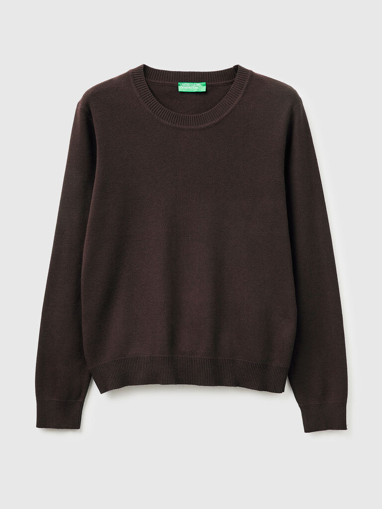 Brown sweater in tricot cotton