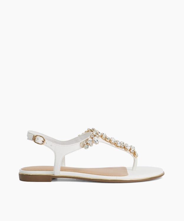 Life White - Embellished Toe Post Sandals