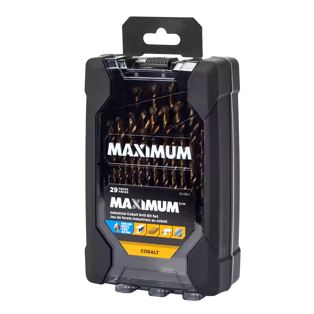 MAXIMUM Industrial Cobalt Drill Bit Set for Wood, Metal, Plastic, 29-pc