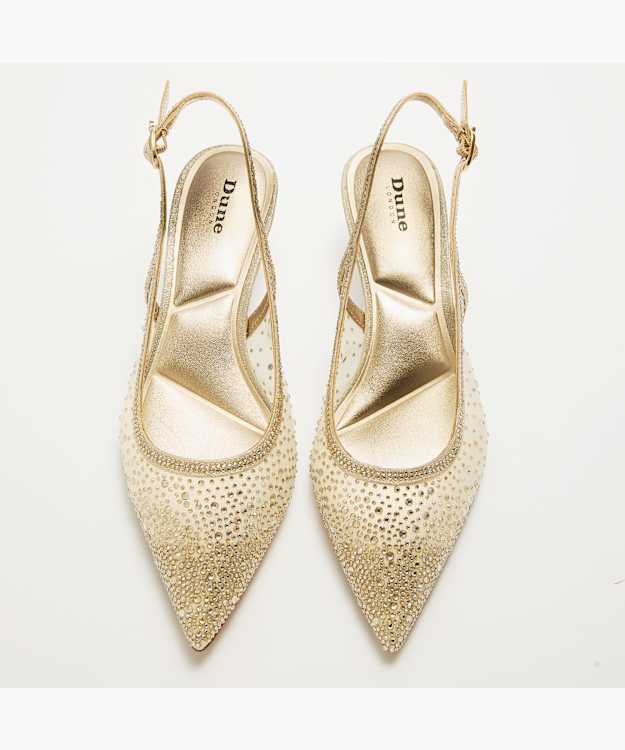 Cirelle Gold - Embellished Slingback Court Shoes