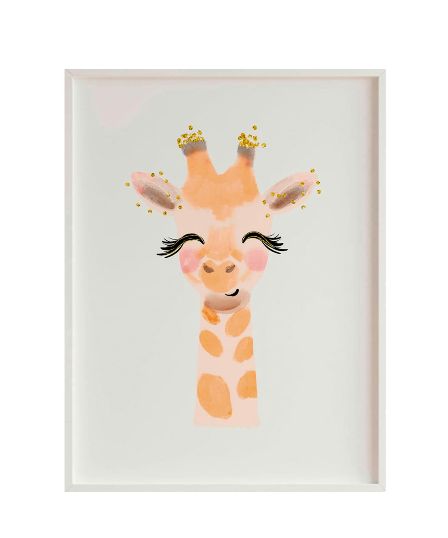 DECOWALL - Impression de girafe encadrée en bois blanc 43X33 cm