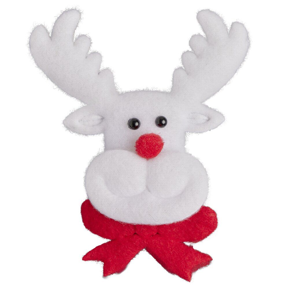 Badge lumineux No&euml;l rouge et blanc (4 modèles)