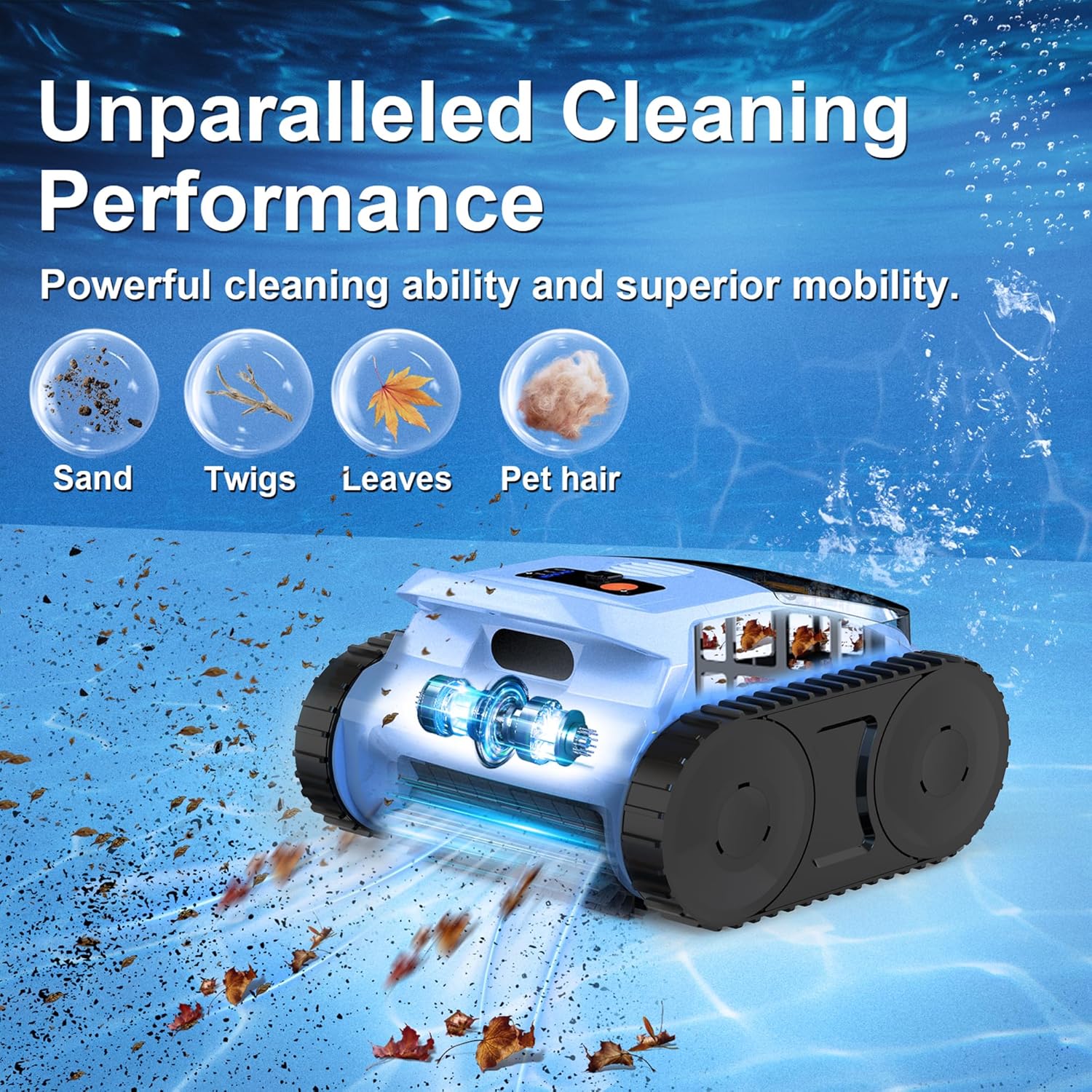 (2026 Upgrade) Pool Vacuum for Inground Pools  Robotic Pool Cleaner  Wall Climbing Pool Cleaner  Cleans Pool Floors  Drain & Walls & Waterline  Cleaning Up to 2100 Sq.ft  180 Min