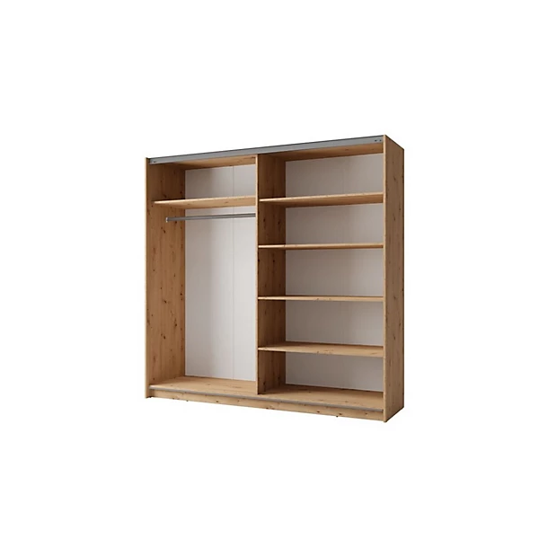 Armoire 2 portes coulissantes avec miroir - coloris chene - 200x207x62 cm - collection ARSALA