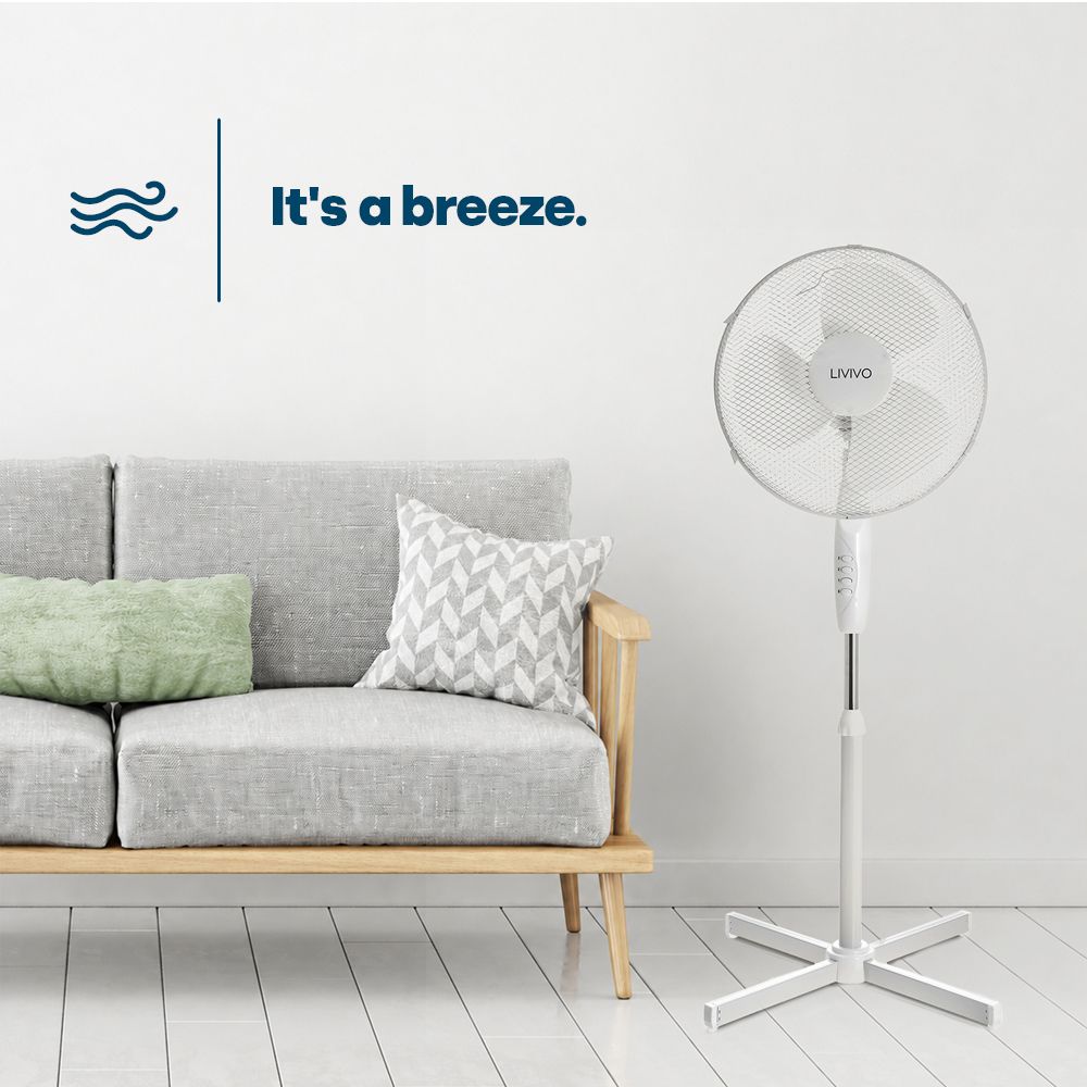 LIVIVO White Pedestal Fan Adjustable Cooling Fan