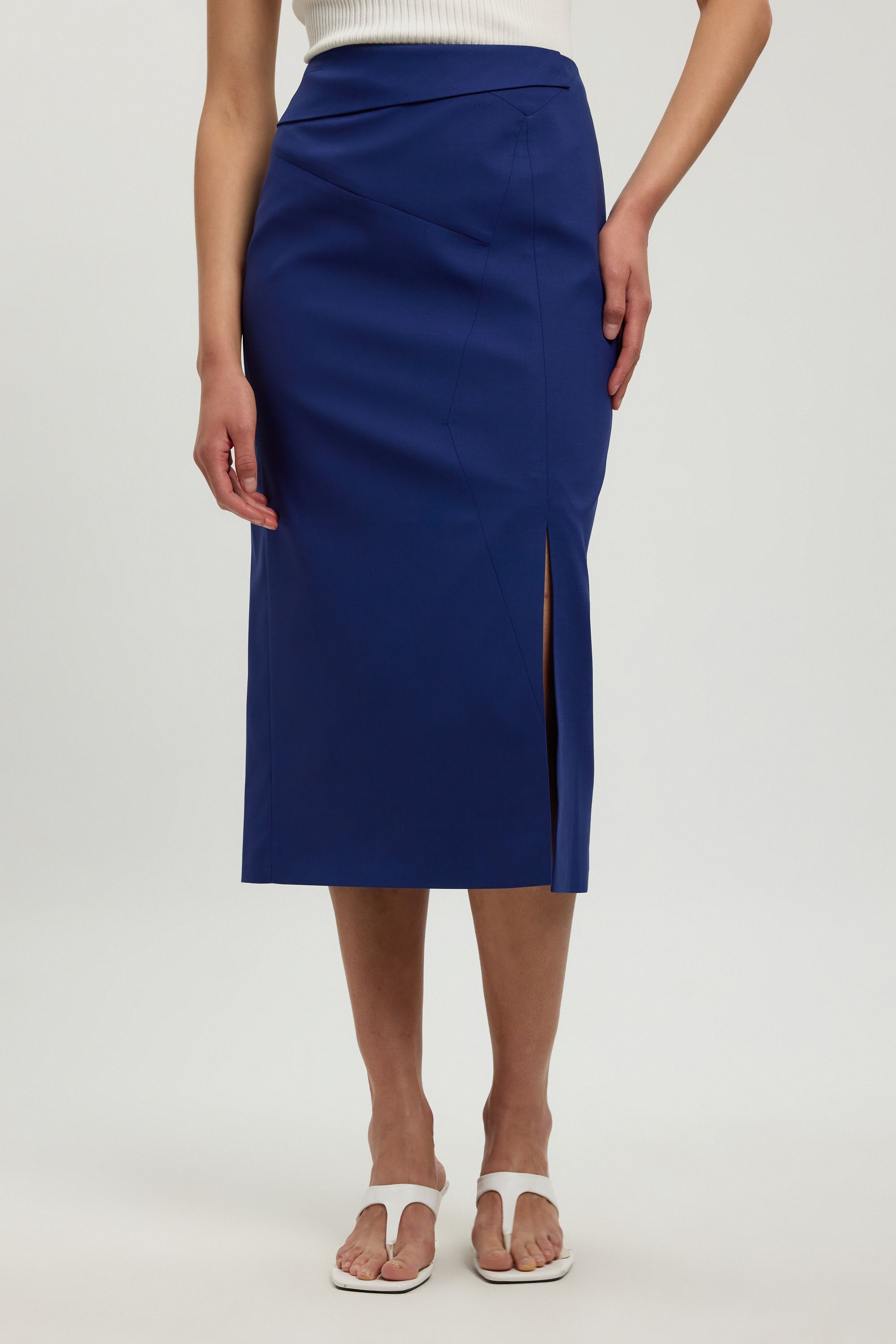 KarenMillen Tailored Fold Detail Midi Skirt