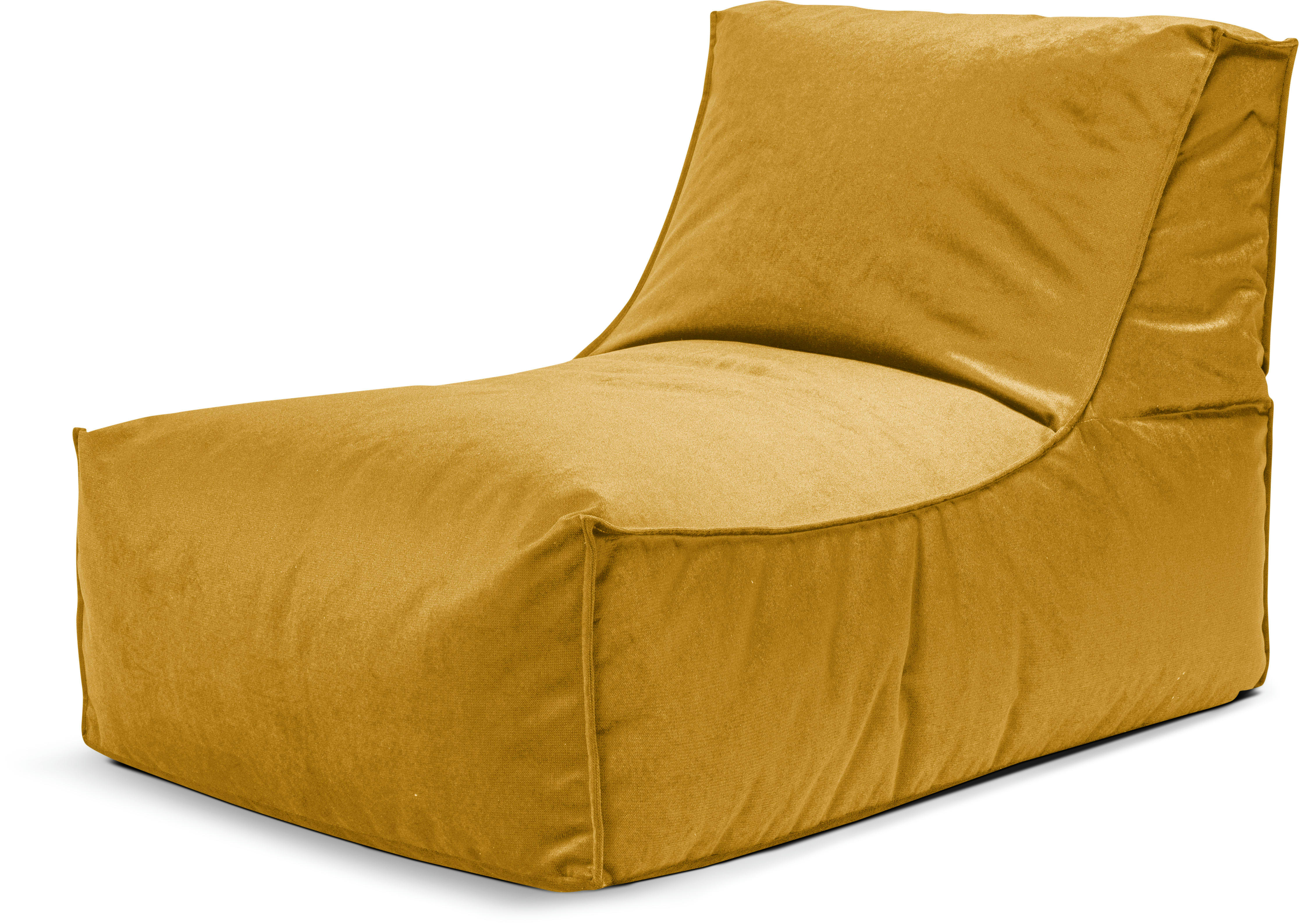 MARLA - Pouf d'intérieur avec dossier aspect velours moutarde 65x100x65cm