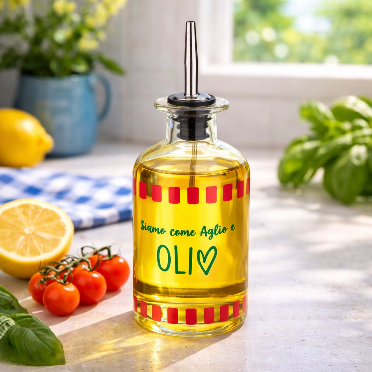 Oliera con beccuccio vetro 500 ml Aglio e olio Color Bloom