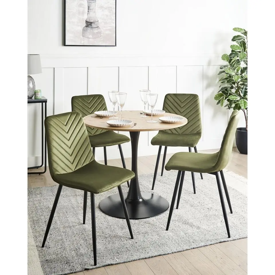 HAVRE - Eetkamerstoelen set van 4 - Olijfgroen - Fluweel
