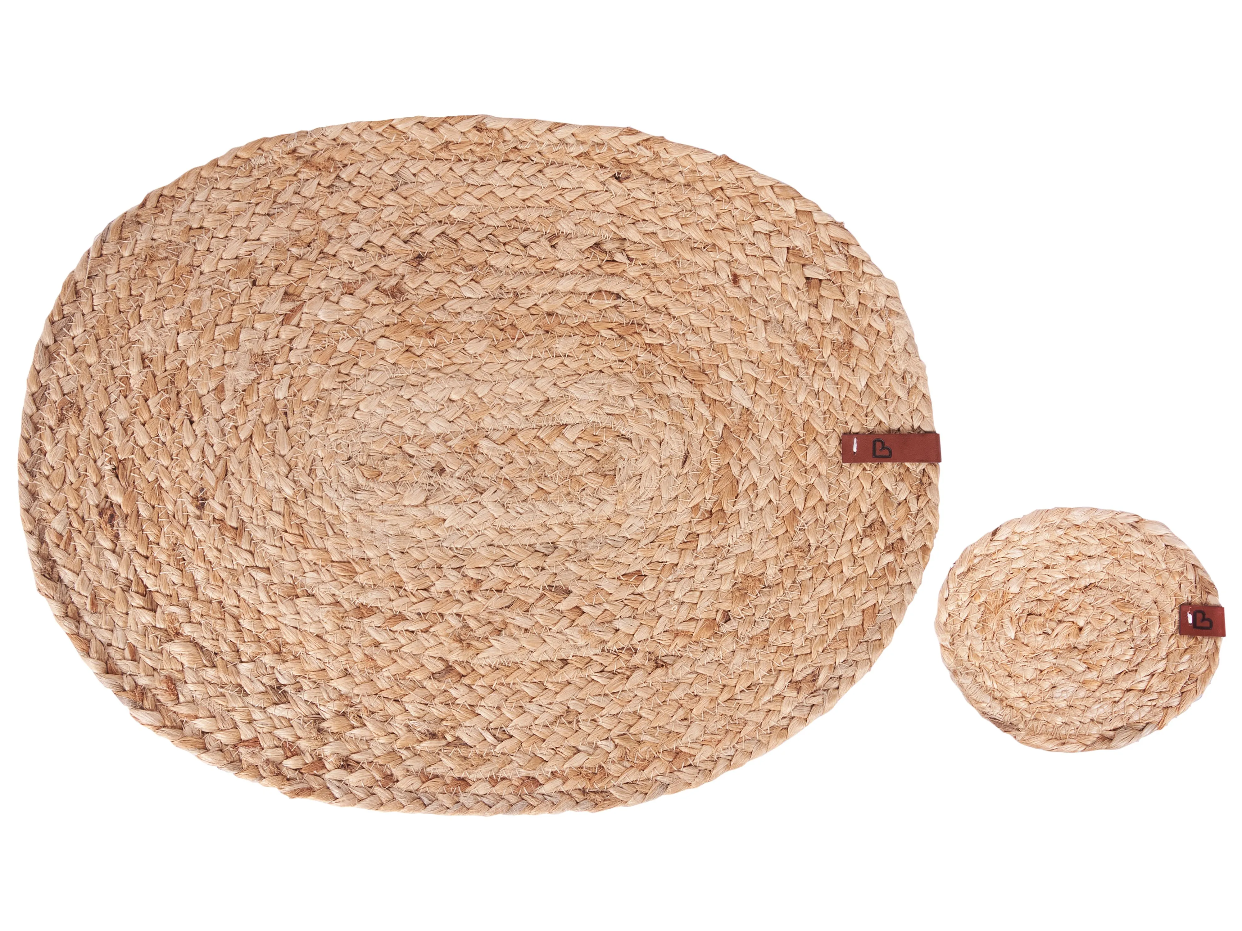 12 Piece Placemats and Coasters Set BUSHYLARK Jute Natural