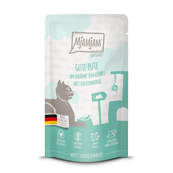 Katzen-Nassfutter »Quetschie gute Pute an gedämpftem Kürbis«