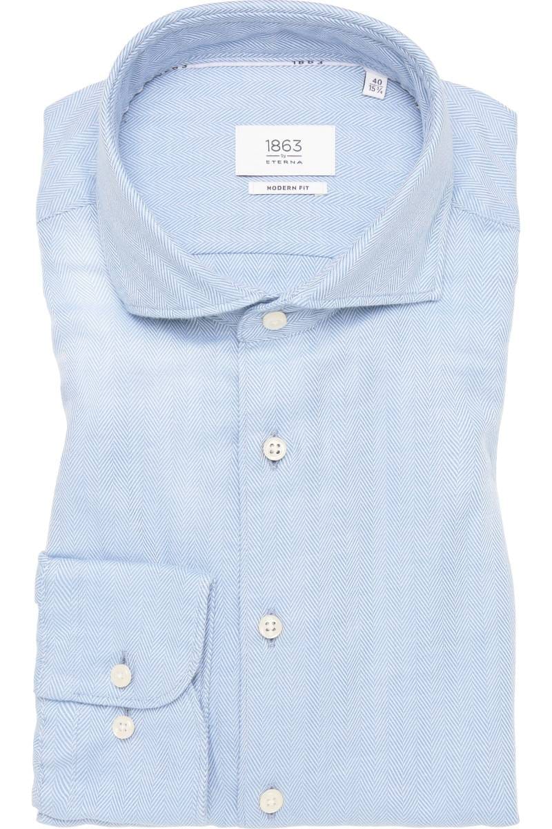 ETERNA 1863 Modern Fit Tencel Hemd blau, Strukturiert