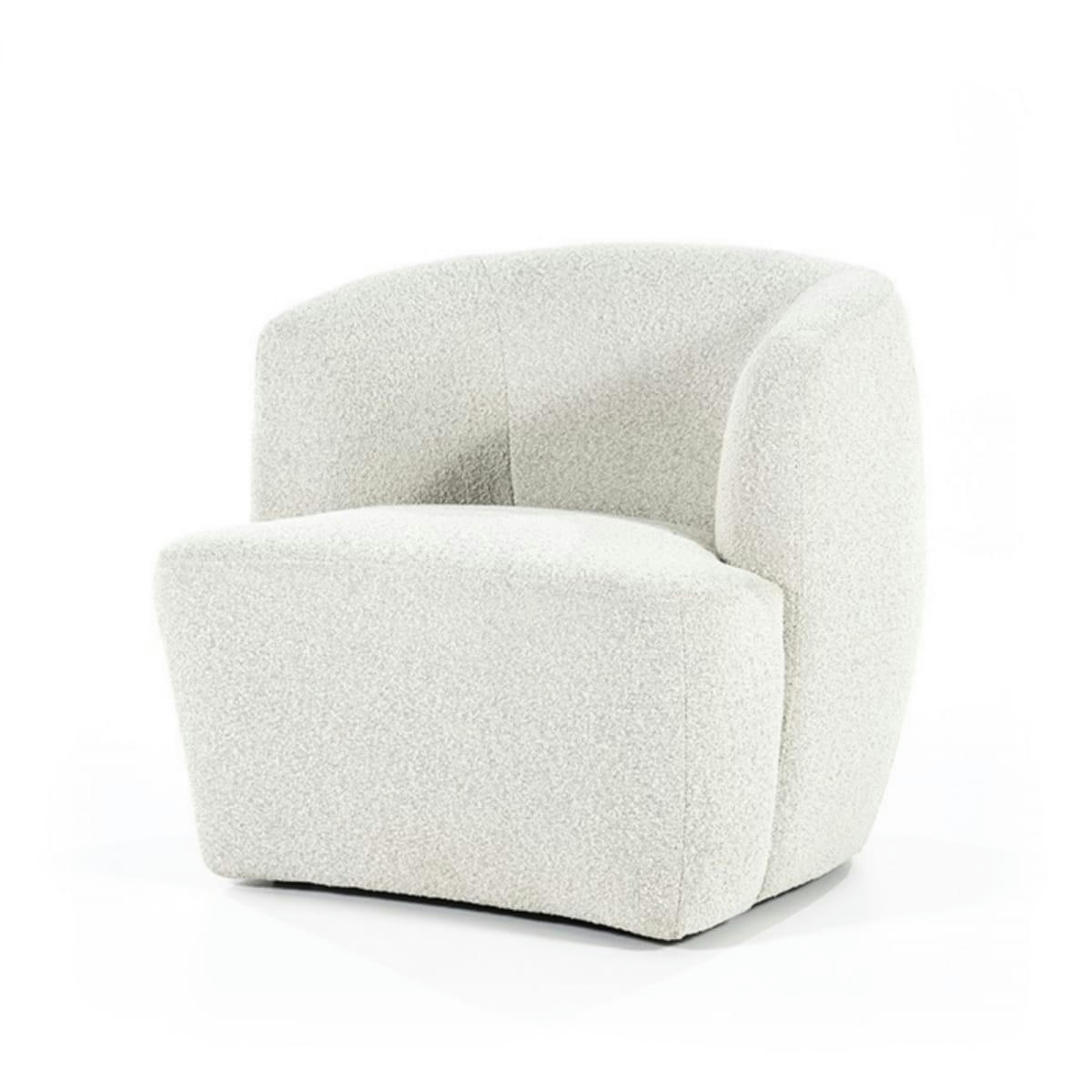 IKOT - Fauteuil rond avec accoudoirs en tissu blanc