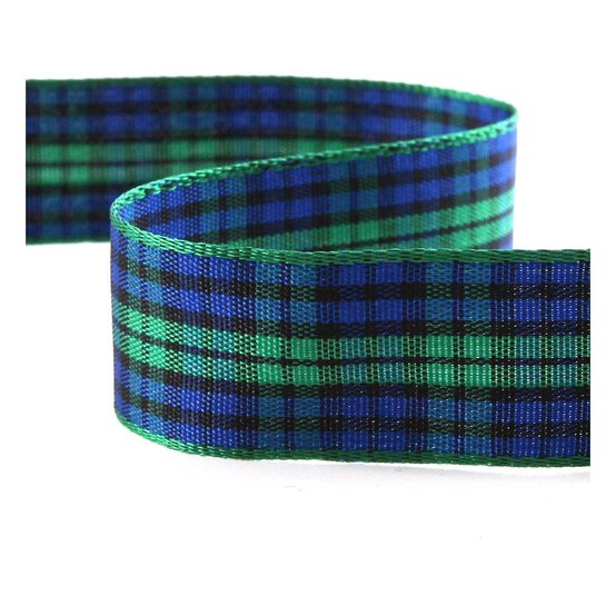 Blue Tartan Ribbon 18mm x 5m