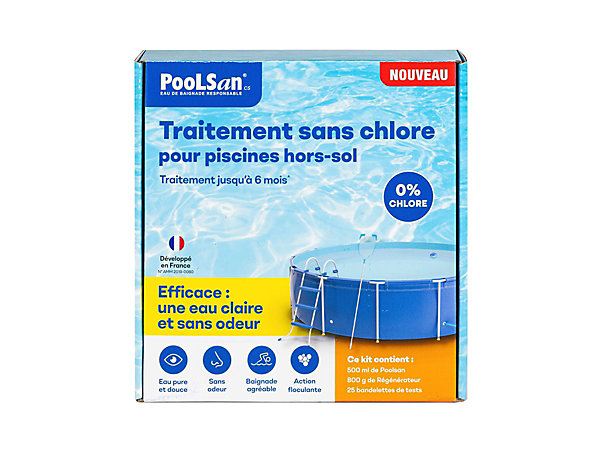 BSI - PooLSan - Kit Sans Chlore - Désinfection Sans Chlore Piscines Hors-Sol - Jusqu'à 6 Mois - Fabriqué En Europe