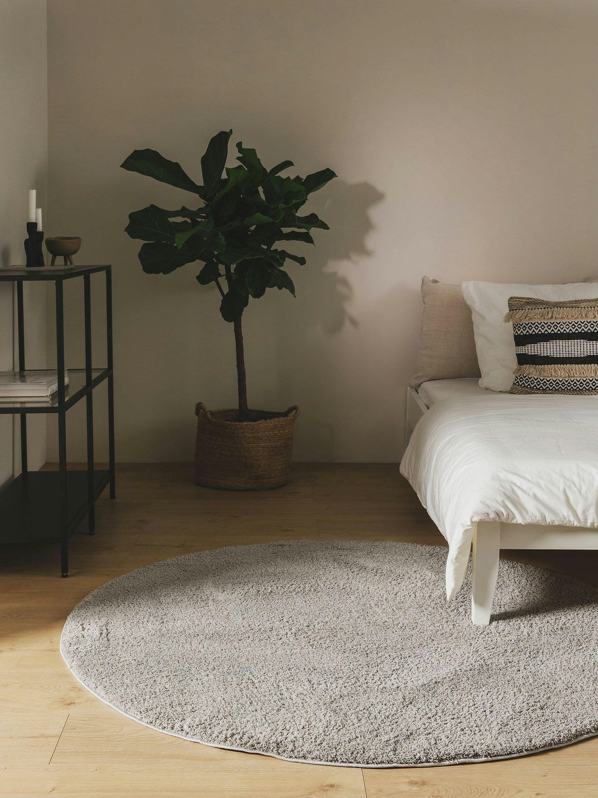 SODA - Tapis à poils longs rond gris D 160