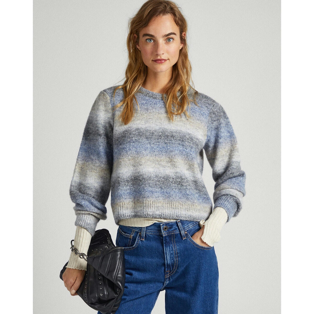Pull rayé en maille mousseuse