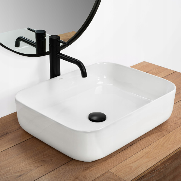 Umywalka Ceramiczna Nablatowa Demi White Biała Rea