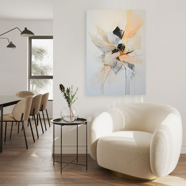 Feeby Obraz do salonu, Abstrakcyjne kształty w beżu i pomarańczu 40x60