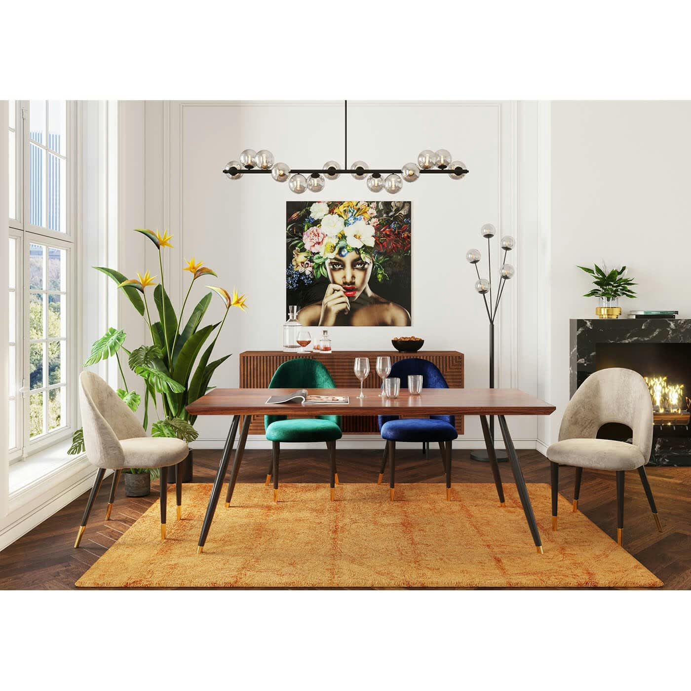 PRETTY FLOWER WOMAN - Tableau en verre femme fleurs tropicales 100x100cm Kare Design