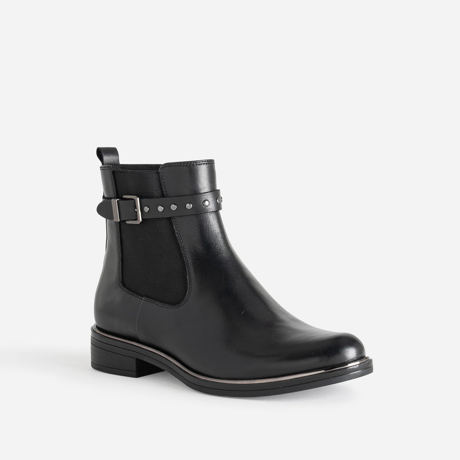 Chelsea boots CAPRICE noir en cuir bride cloutée