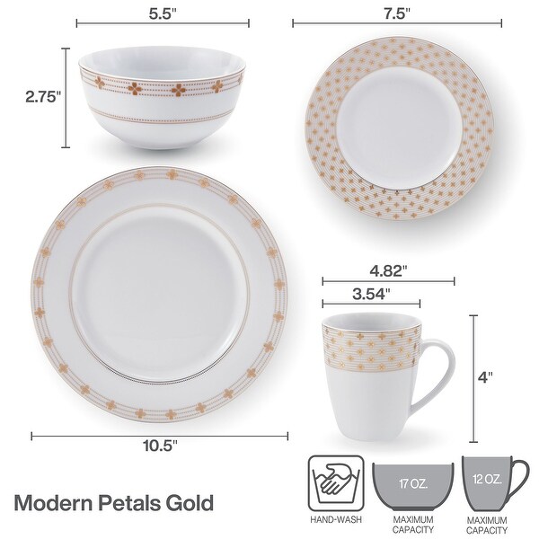 Mikasa Modern Petals Gold 32PC DW Set, Service for 8 - 32-pc