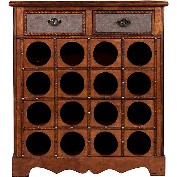 Coffre à bouteilles en bois marron style artisanal 31 x 63 x 69 cm bois marron effet vieilli