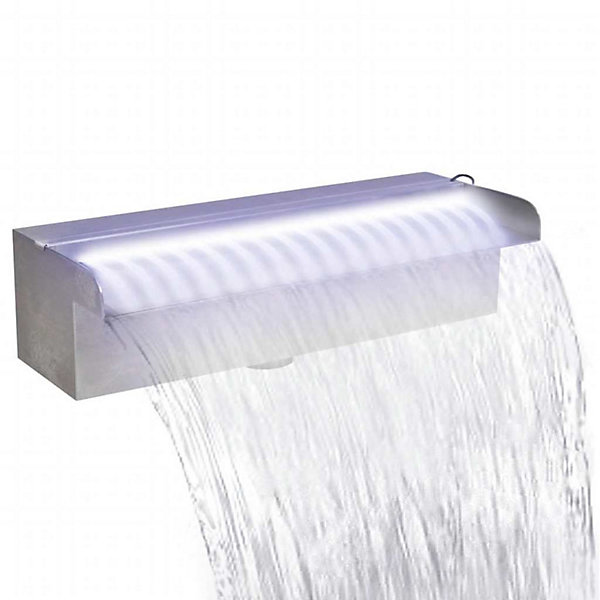 Fontaine rectangulaire de piscine avec LED Inox 30 cm