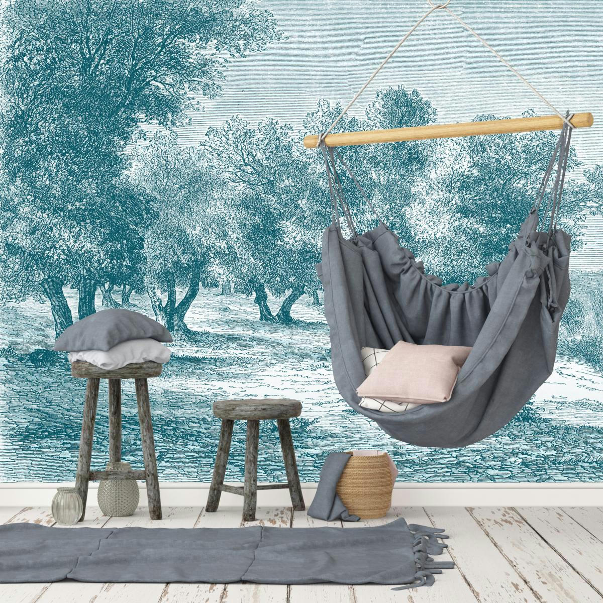 - Papier peint panoramique Gravure les oliviers 390x270cm