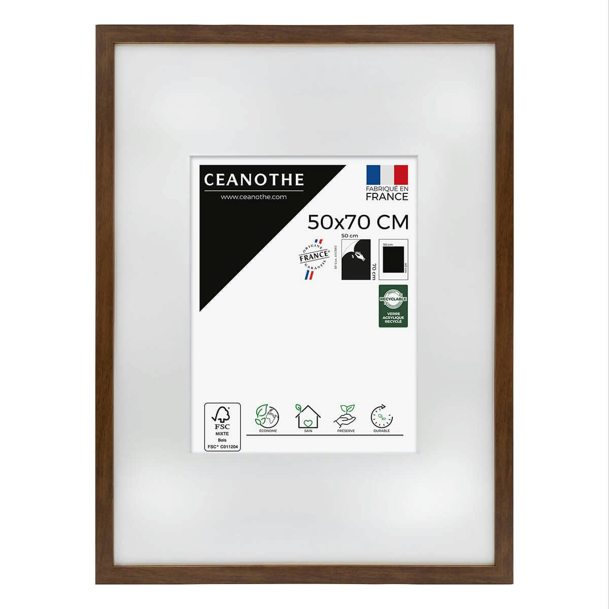 WILD - Cadre photo ébène 50x70 cm verre acrylique avec passe-partout Résine r
