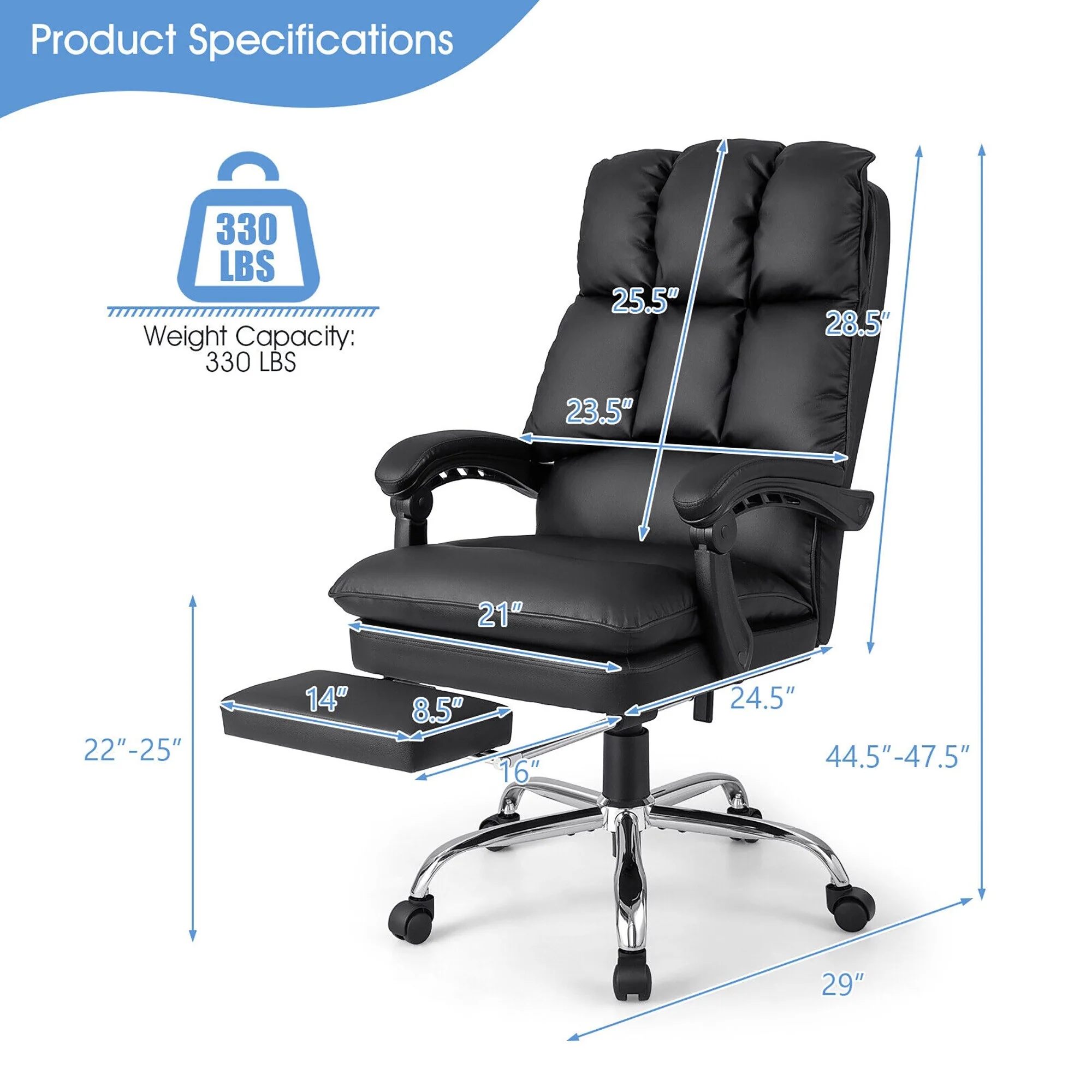Gymax High Back Reclining Office Chair Ergonomic Computer Desk Chair