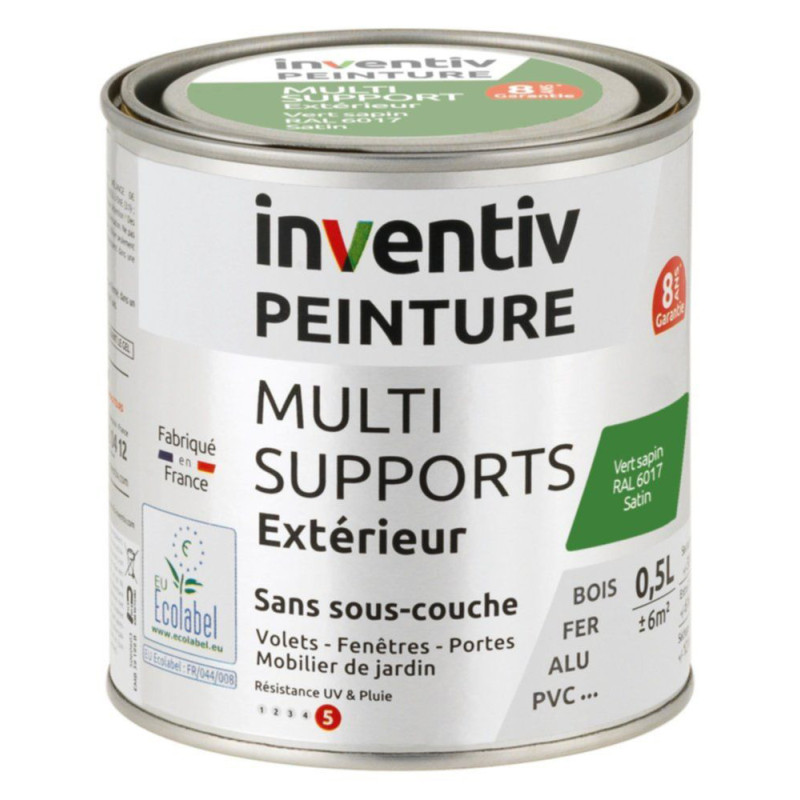 Peinture multi-supports vert sapin satiné 0,5 L INVENTIV
