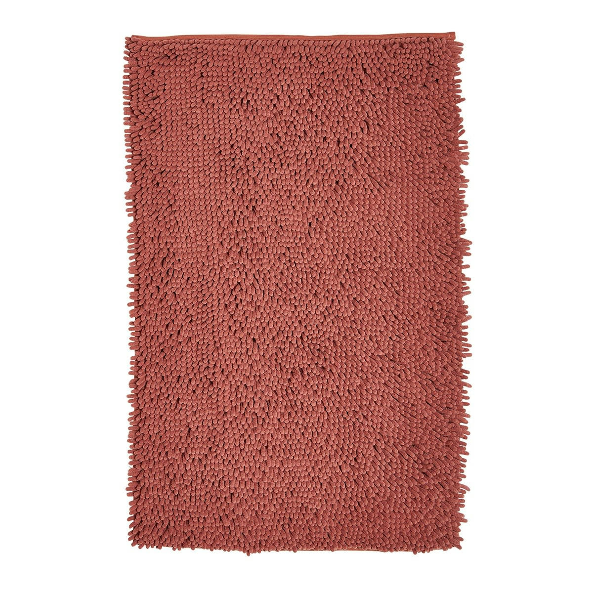 ESSENTIAL - Tapis de bain mèche uni en Polyester Rouge 50x80 cm