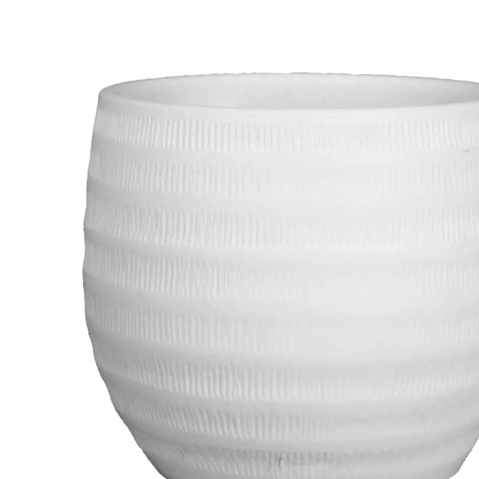 Floran Bloempot - wit - mat - relief - keramiek - 26 x 27 cm