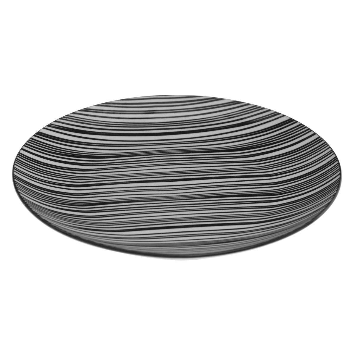 Set of 6 dinner plates "Bohemia" D.26.5 cm, Black & White