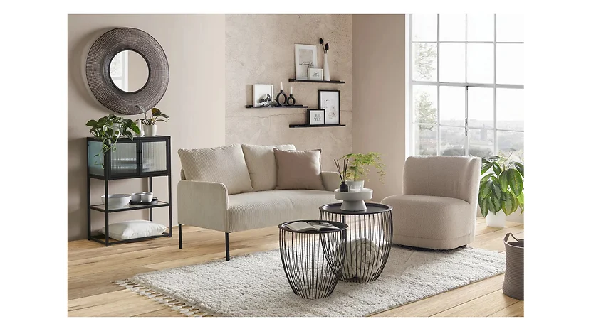 Sofa dwuosobowa Cord nierozkładana beżowa