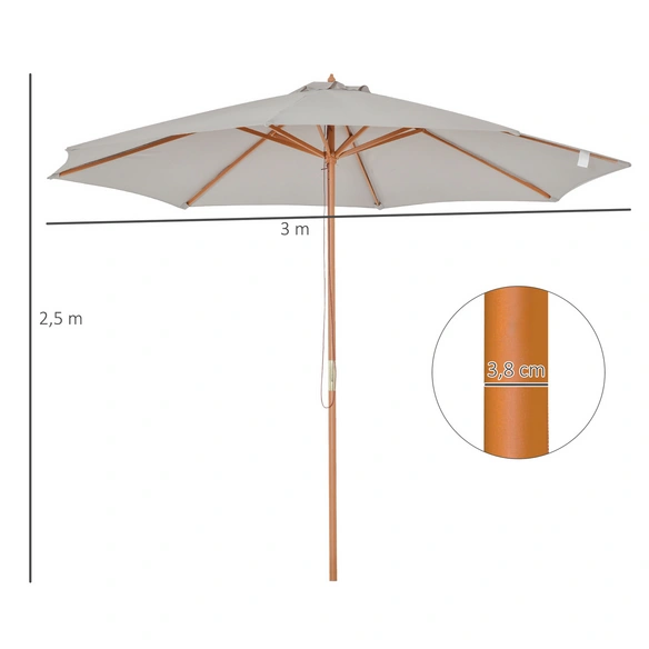 Sonnenschirm, Höhe: 250 cm, grau