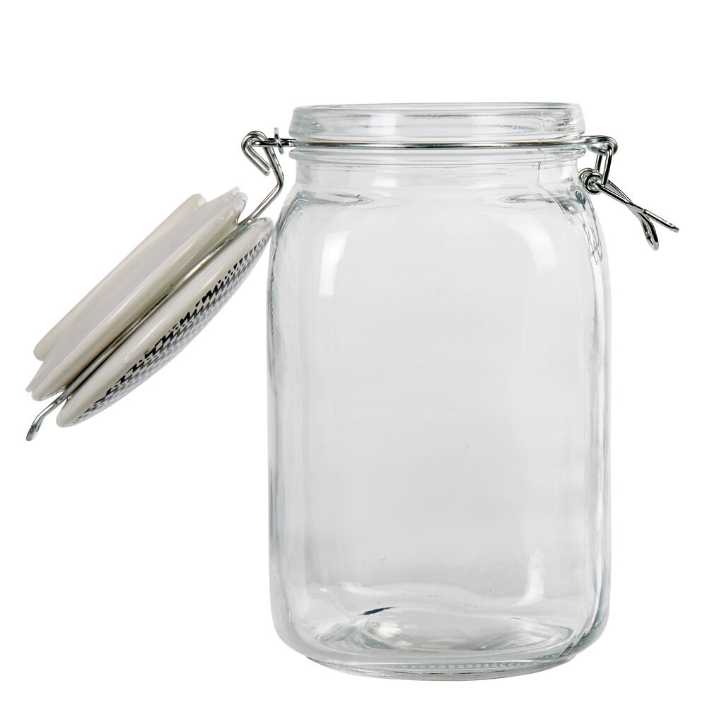 Bocal hermétique transparent avec couvercle design ethnique 1,5 L