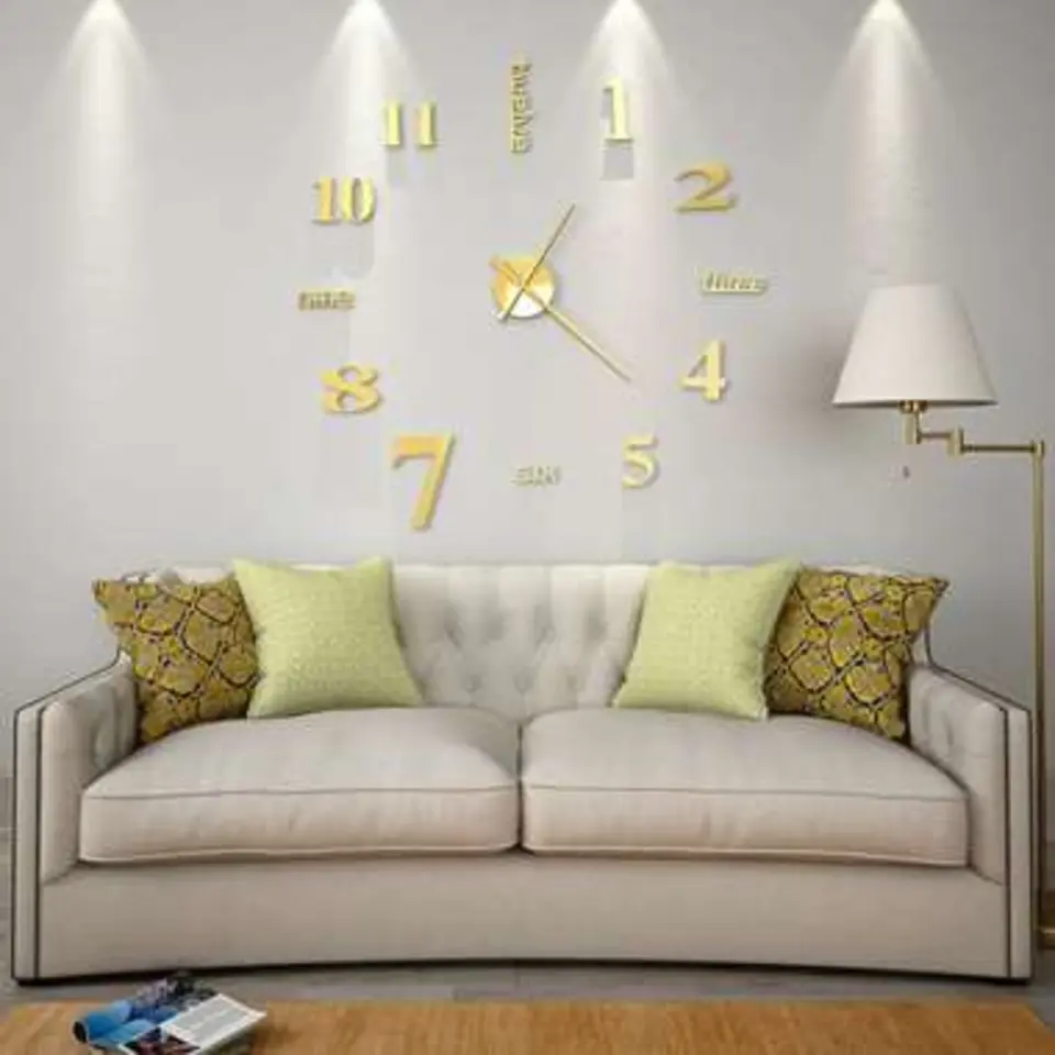 vidaXL - 3d-wandklok - Goud - Acryl